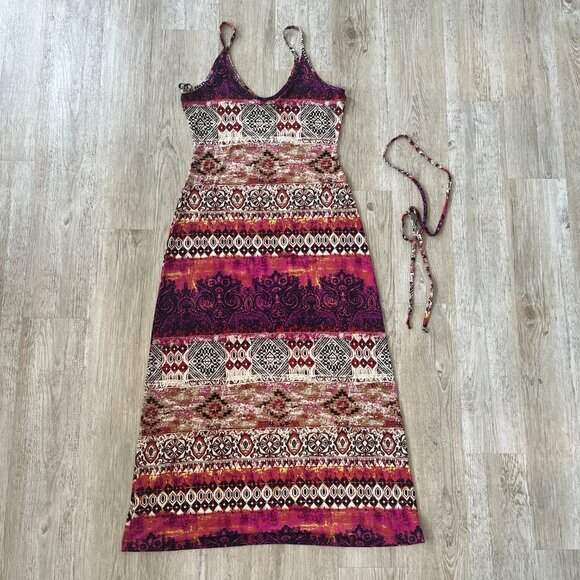 Womens Snap Multicolor Printed Maxi Dress - M - Picture 4 of 5